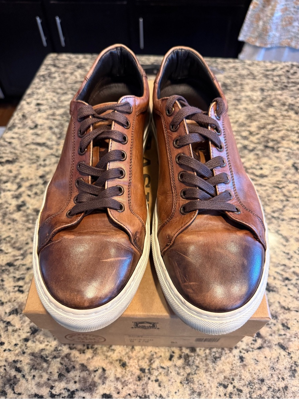Trask Brown Leather Low-Top Sneakers with White Sole